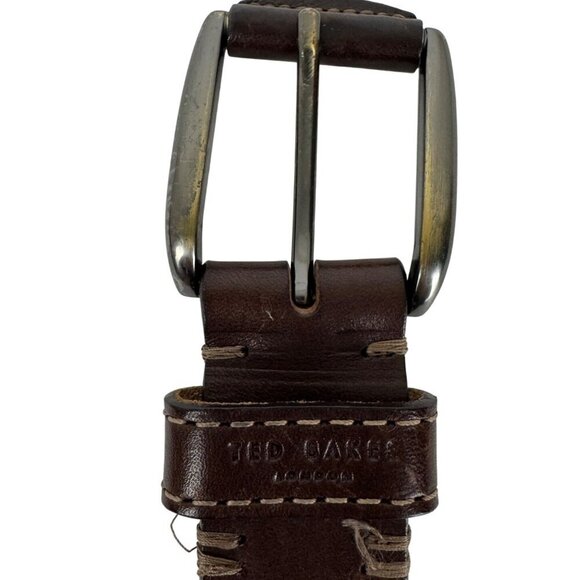 Ted Baker Brown Leather Belt Men's 38in Made in Italy Classic Closet Staple - Picture 2 of 11